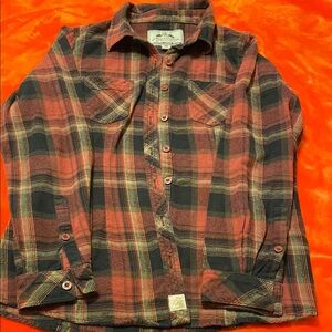 Red and Black Plaid Button-Up Shirt